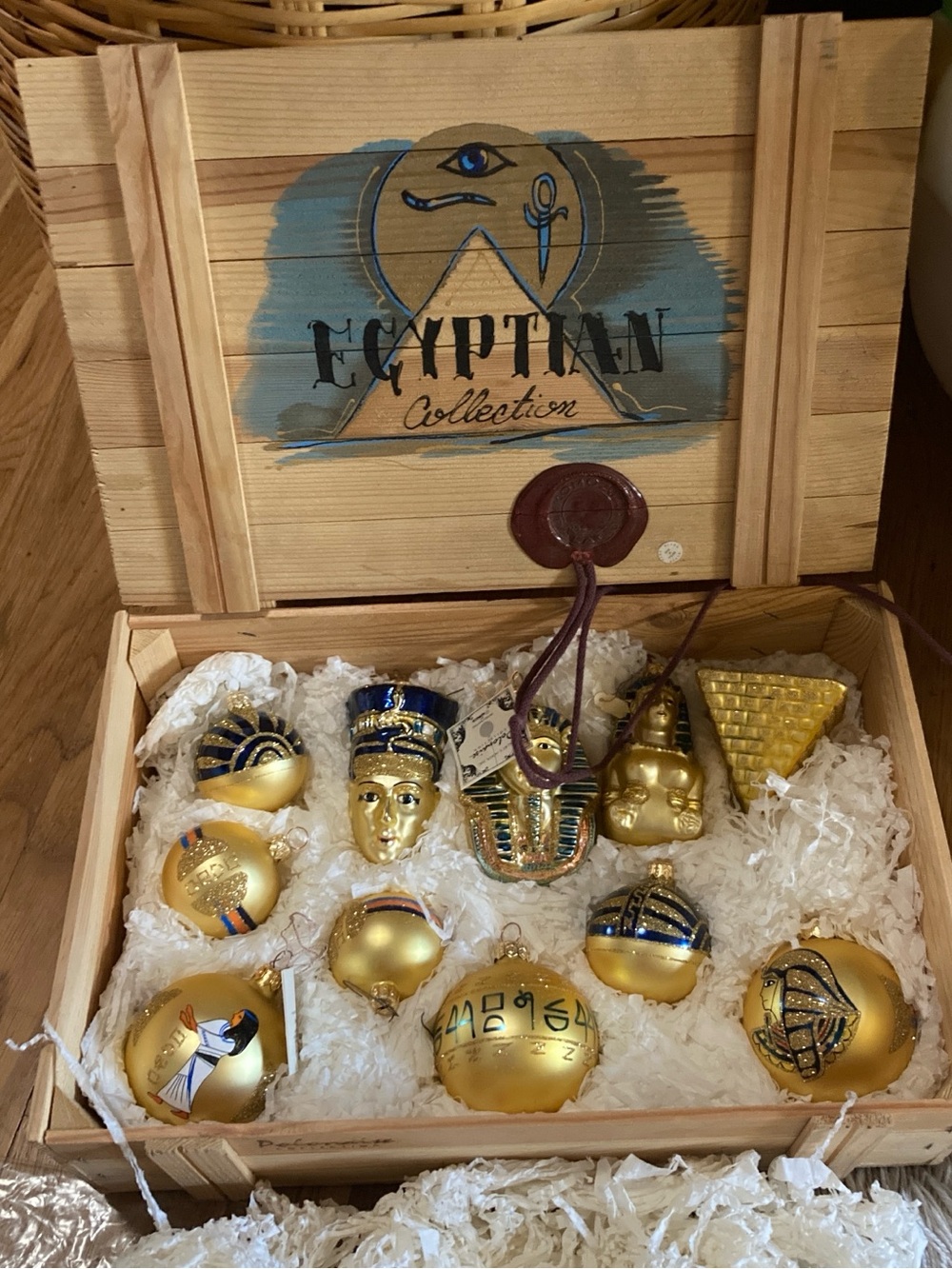 Kurt Adler polonaise Egyptians wood box retired ornaments NOS